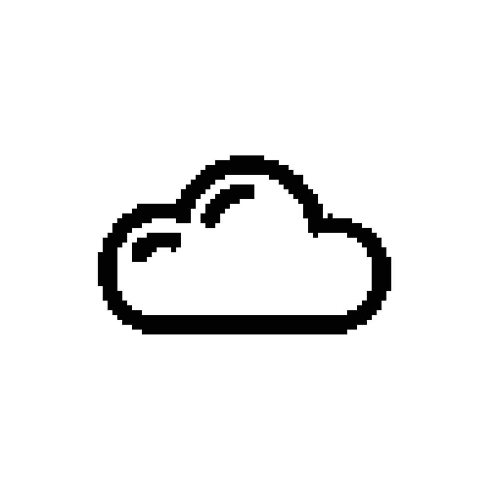 Pixel Art Cloud Icon Weather App Design Element Minimalist Symbol Isolated on Transparent vector