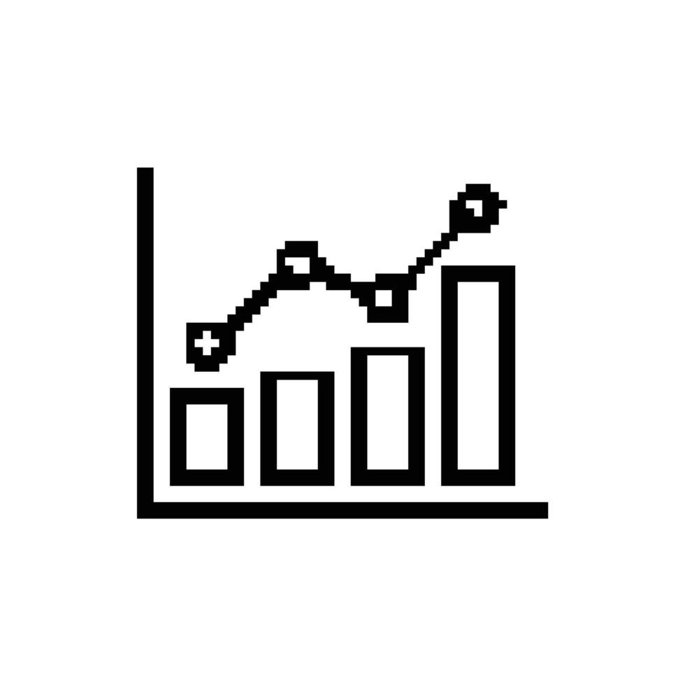 Pixelated Graph Icon Chart Business Statistics Data Analysis Finance Growth Investment Success vector