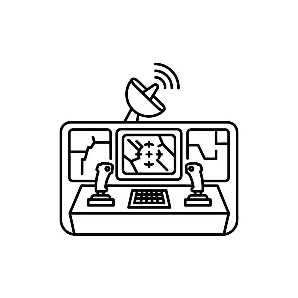 Control Panel Console Spaceship with Satellite Navigation System Radar Technology Icon vector