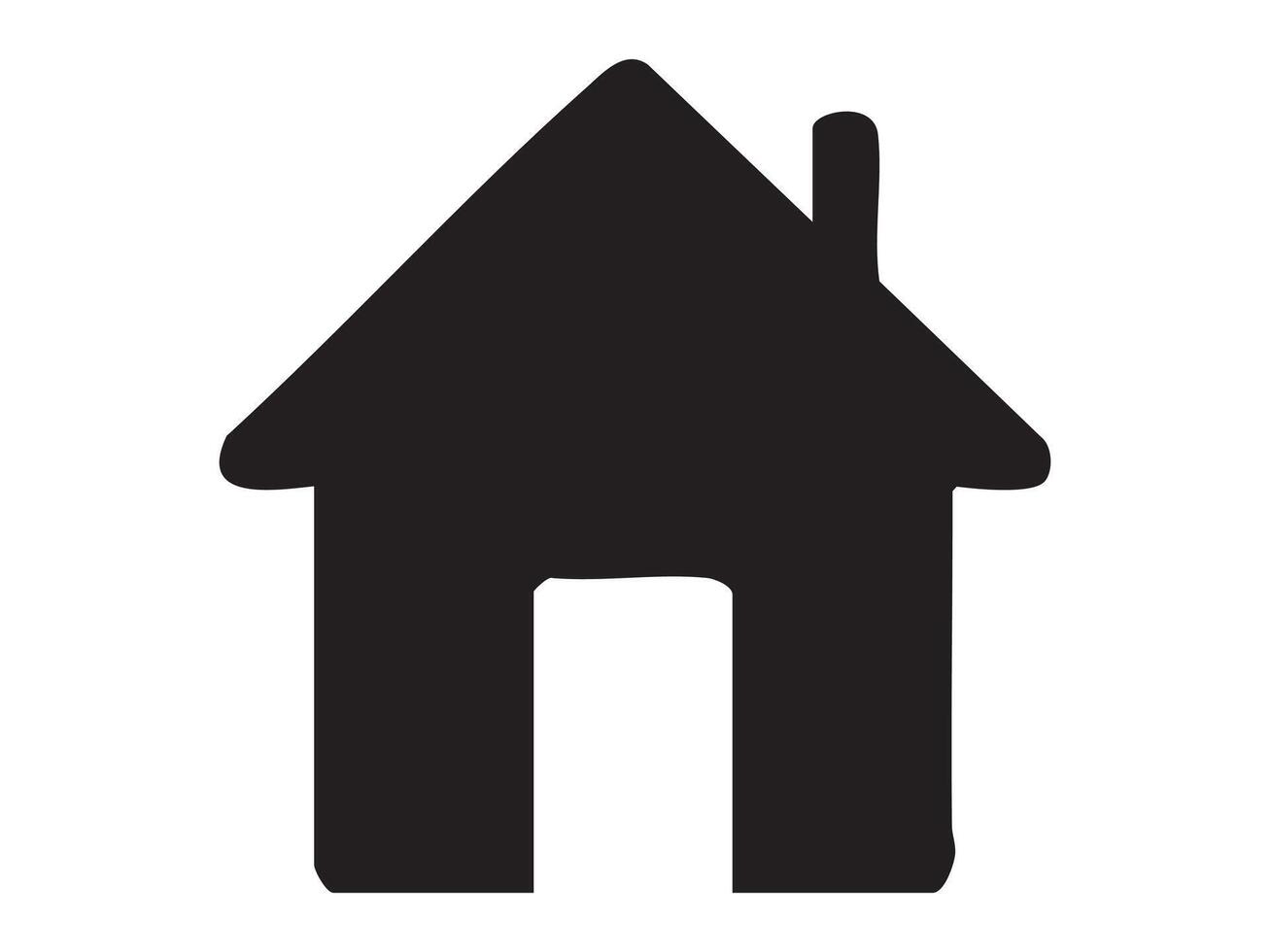 Black silhouette of a simple house icon with a chimney, isolated on white background. concept of home, architecture, real estate, building, symbol, graphic design element vector