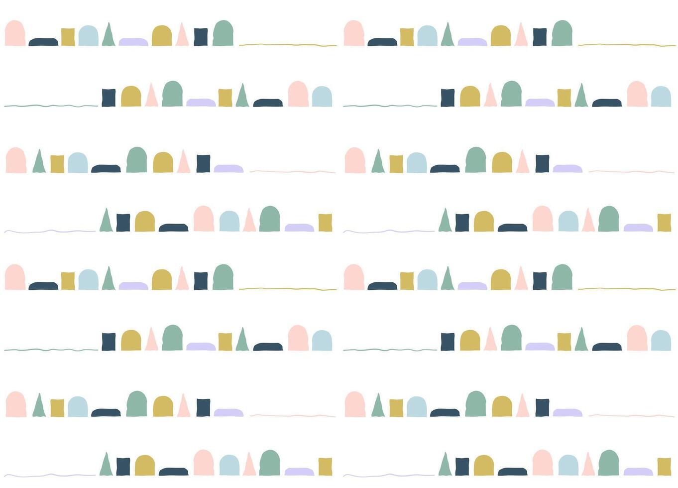 Minimal seamless line pattern with small geometric shapes in soft pastel colors. Modern abstract background for fabric, wrapping, or wallpaper design. vector