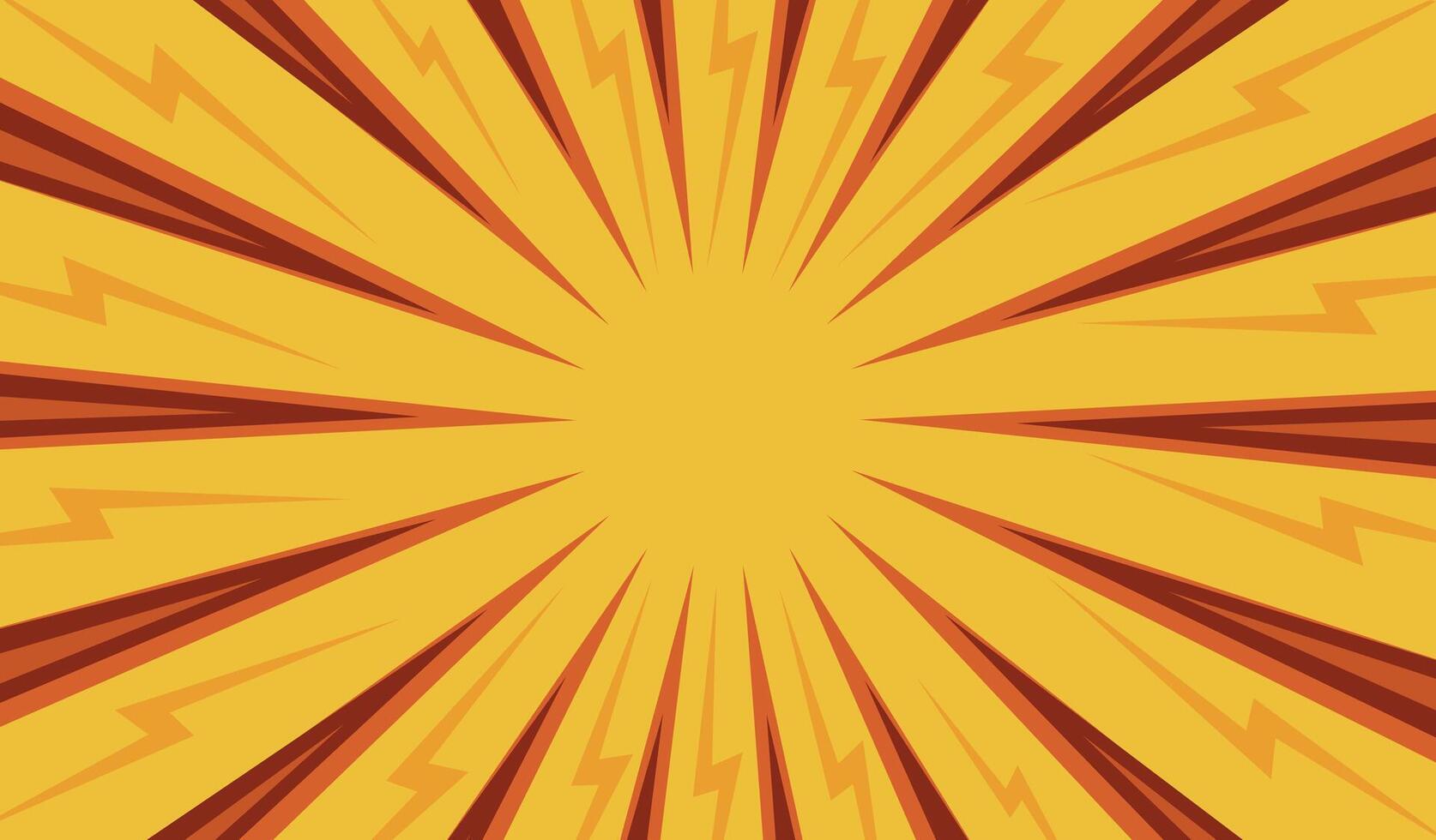 Comic book style background with radial lines and lightning bolts for dynamic visual effects vector