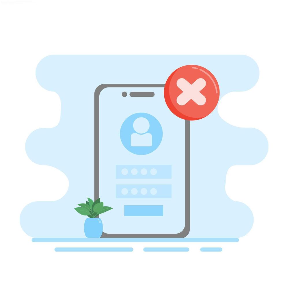 Illustration of a notification of a failed account login on a mobile phone, illustration. vector