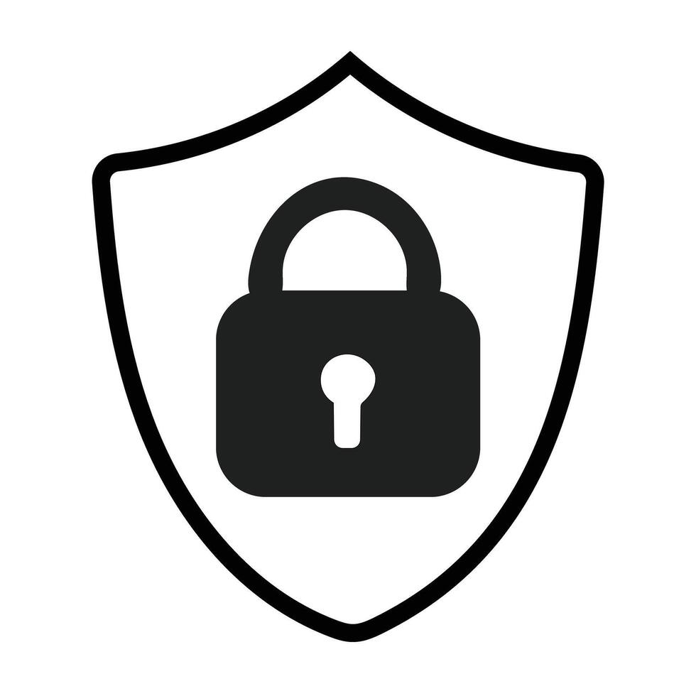 Secure Symbol A strong shield elegantly crafted serves as a protective barrier An emblem of security and privacy with a central lock offering a representation of safety and digital assurance vector