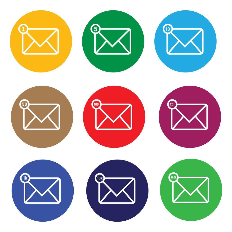 Email notification icons with unread message counts vector