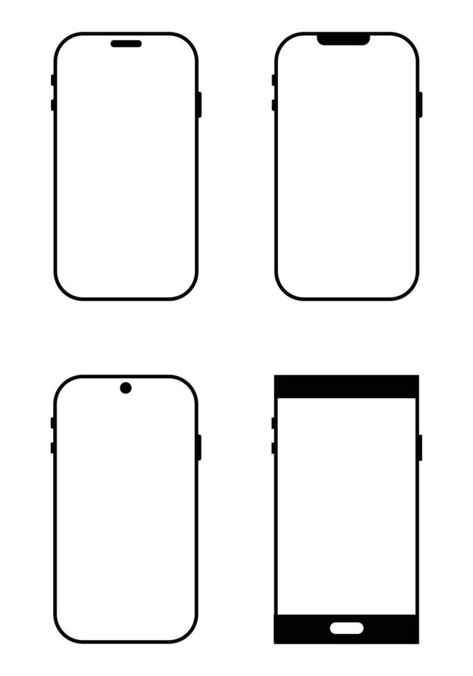 Smartphone Mockup A collection of sleek modern smartphone designs showcasing various styles and details perfect for illustrating technology concepts or app presentations vector