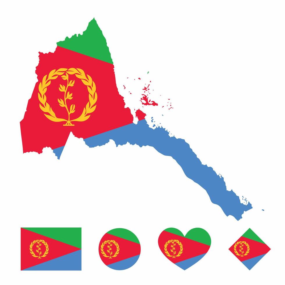 Eritrean flag and map illustration vector
