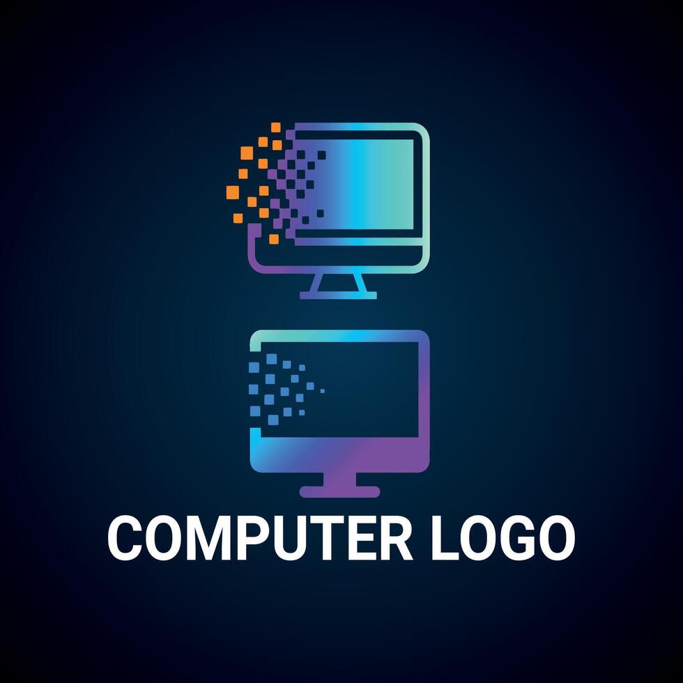 Stylized computer logo design vector