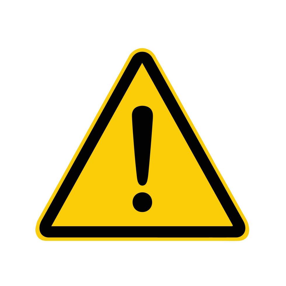 Yellow warning triangle with a black exclamation mark inside, symbolizing caution or danger vector