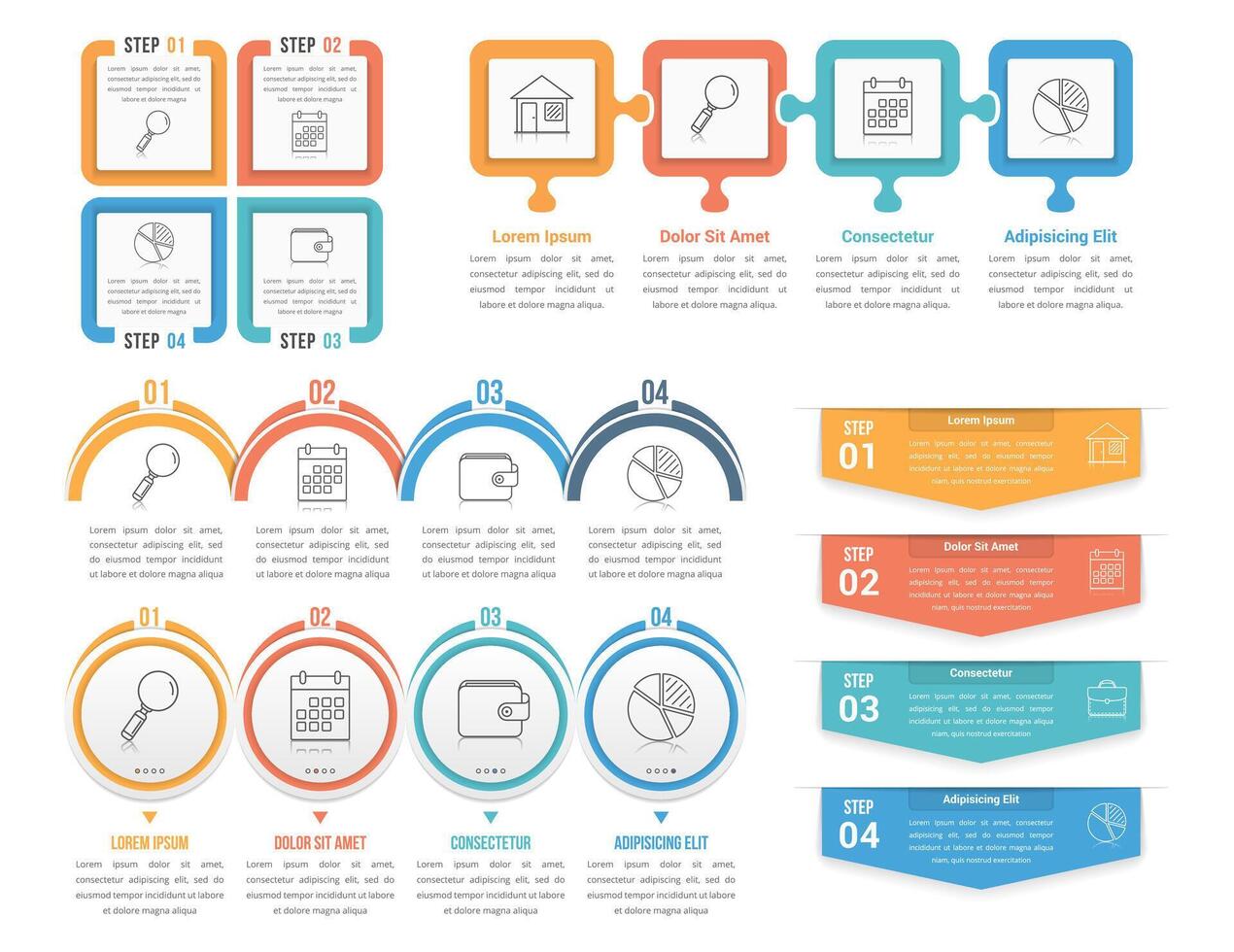 Visual guide to process steps and information vector