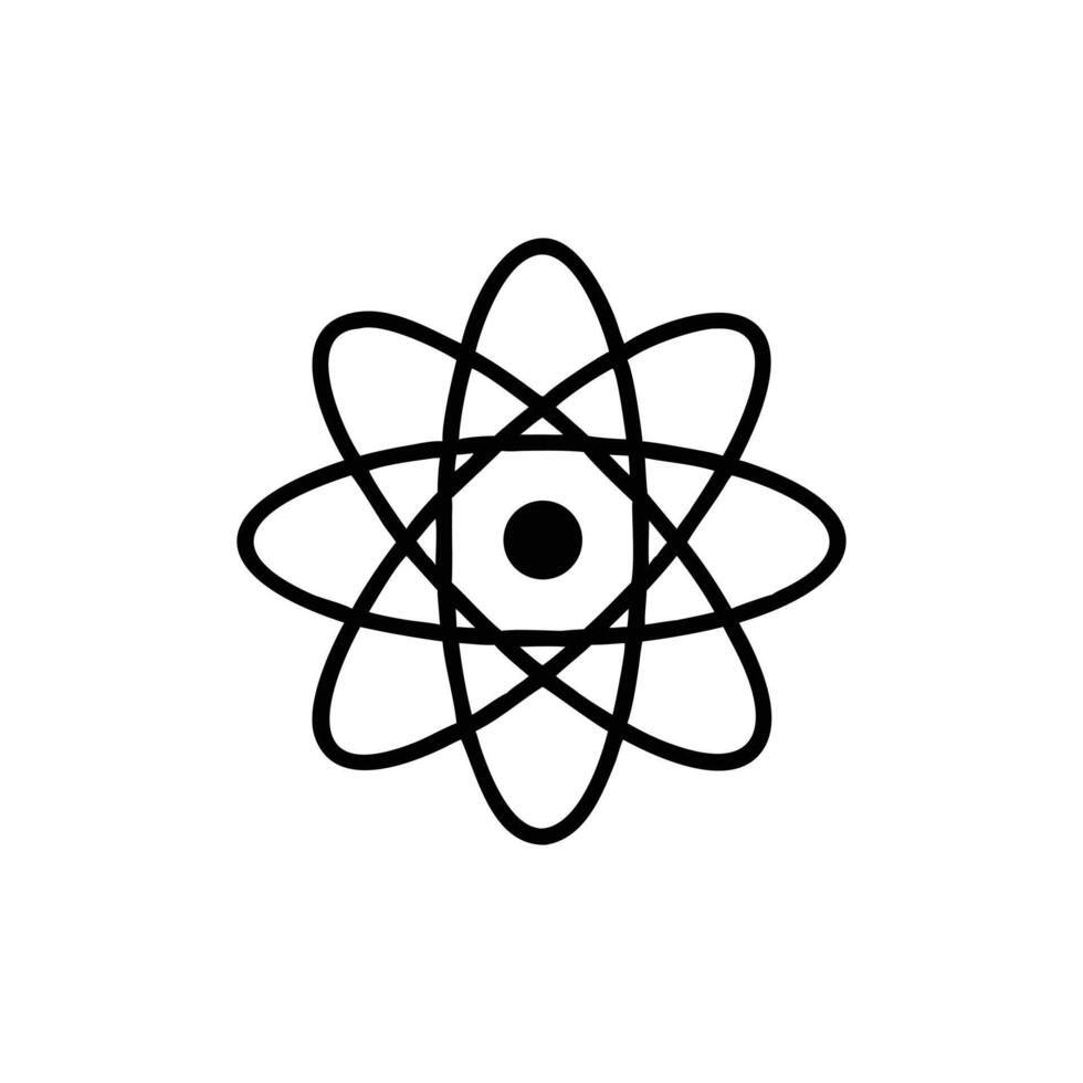 Atom Outline with Orbitals and Nucleus on Background, Scientific Icon vector