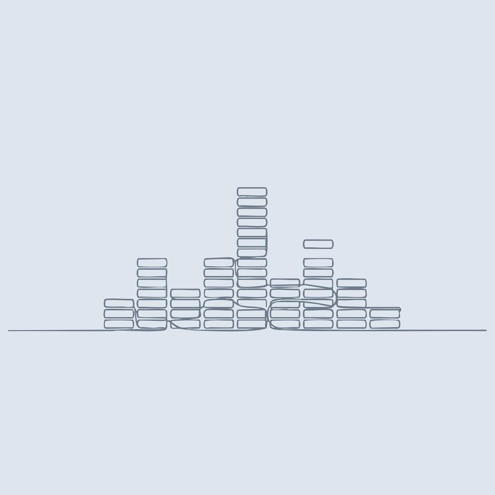 Minimalist abstract representation of a sound equalizer with horizontal bars of varying heights on a light vector