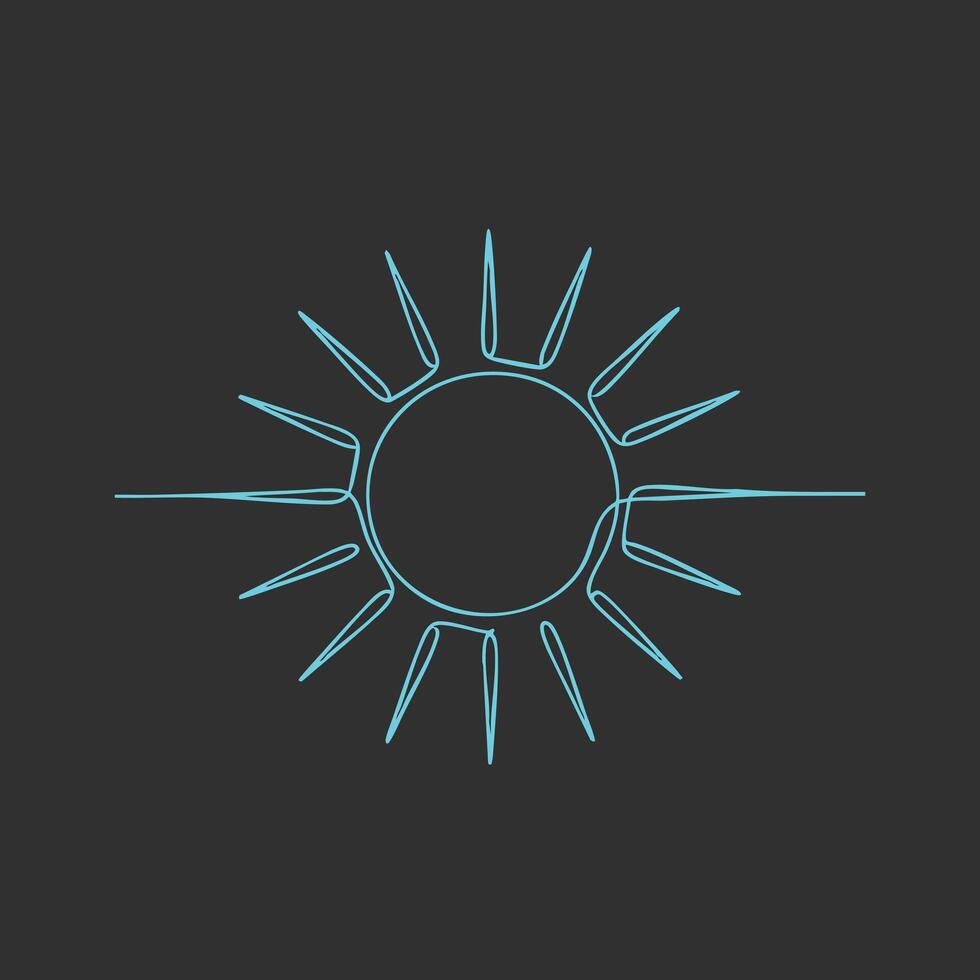 Stylized neon sunburst symbol with radiating lines on a dark , representing energy, illumination, and vitality in a modern design vector
