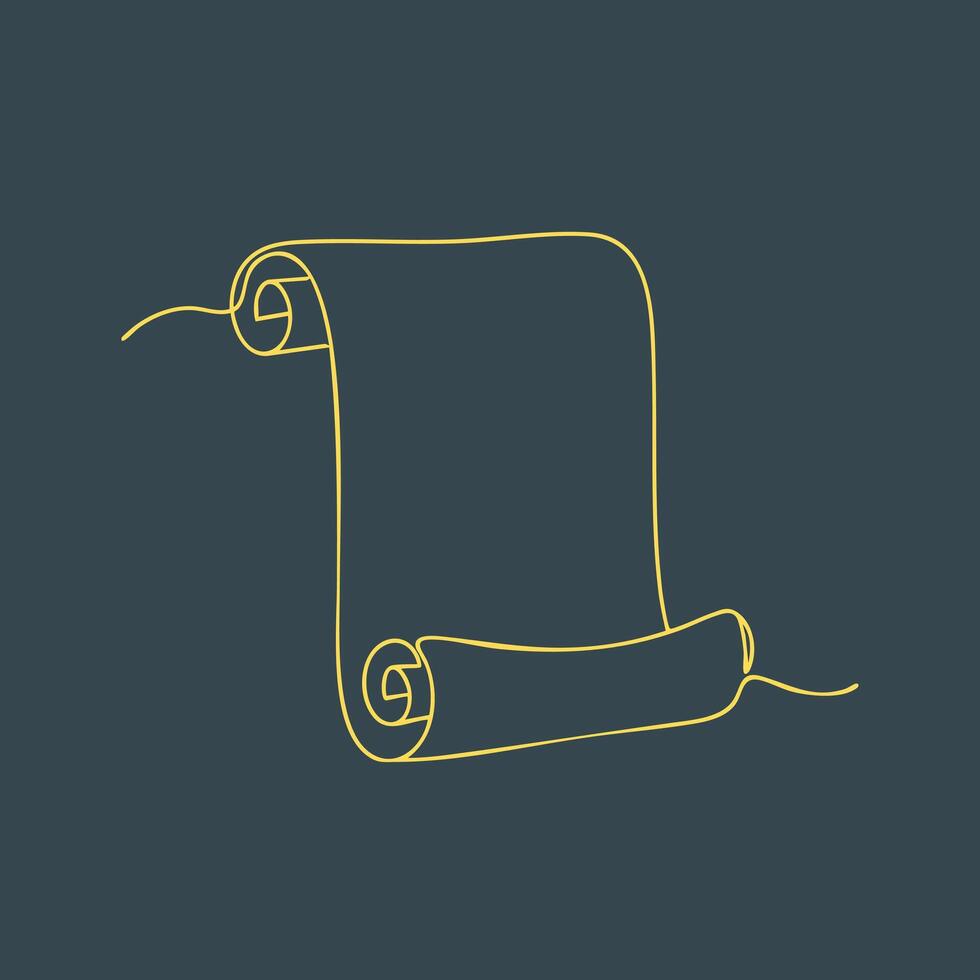 Minimalist line drawing of a scroll or parchment with a dark , emphasizing simplicity and elegance in design vector