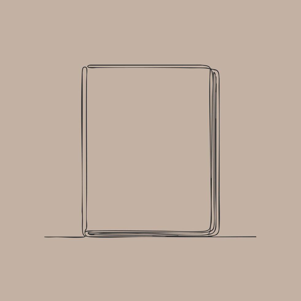 Minimalist Sketch of a Closed Book with a Simple Cover and Spine on a Neutral vector