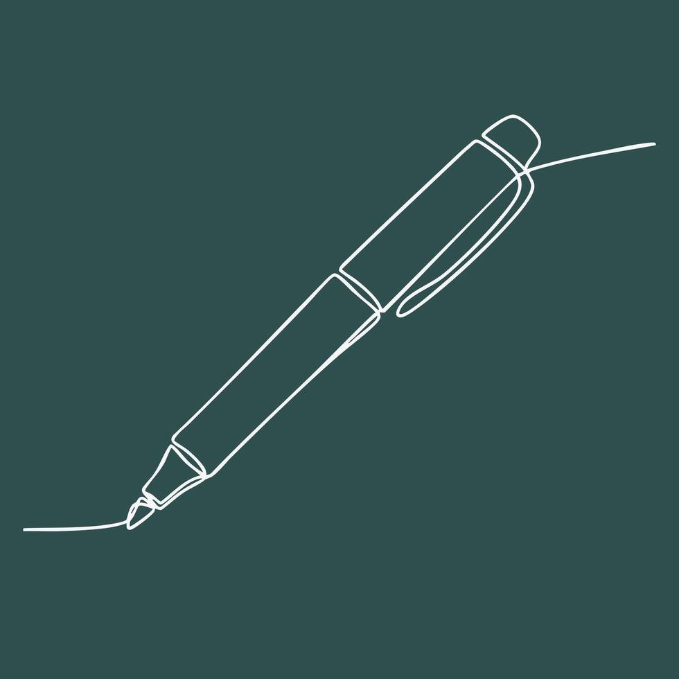 Stylized Line Drawing of a Pen on a Dark Emphasizing Simplicity and Minimalism vector