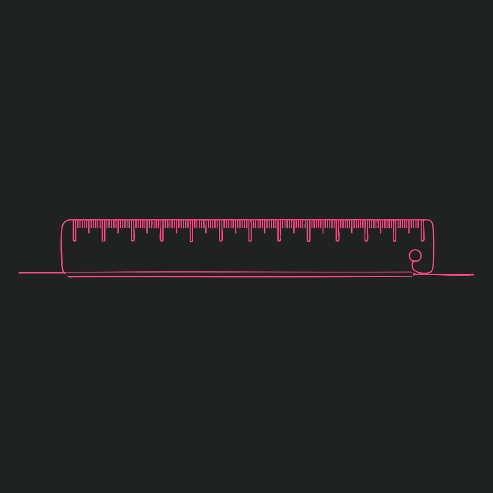 Close-up of a pink glowing ruler with measurement markings on a dark , emphasizing precision and measurement tools vector