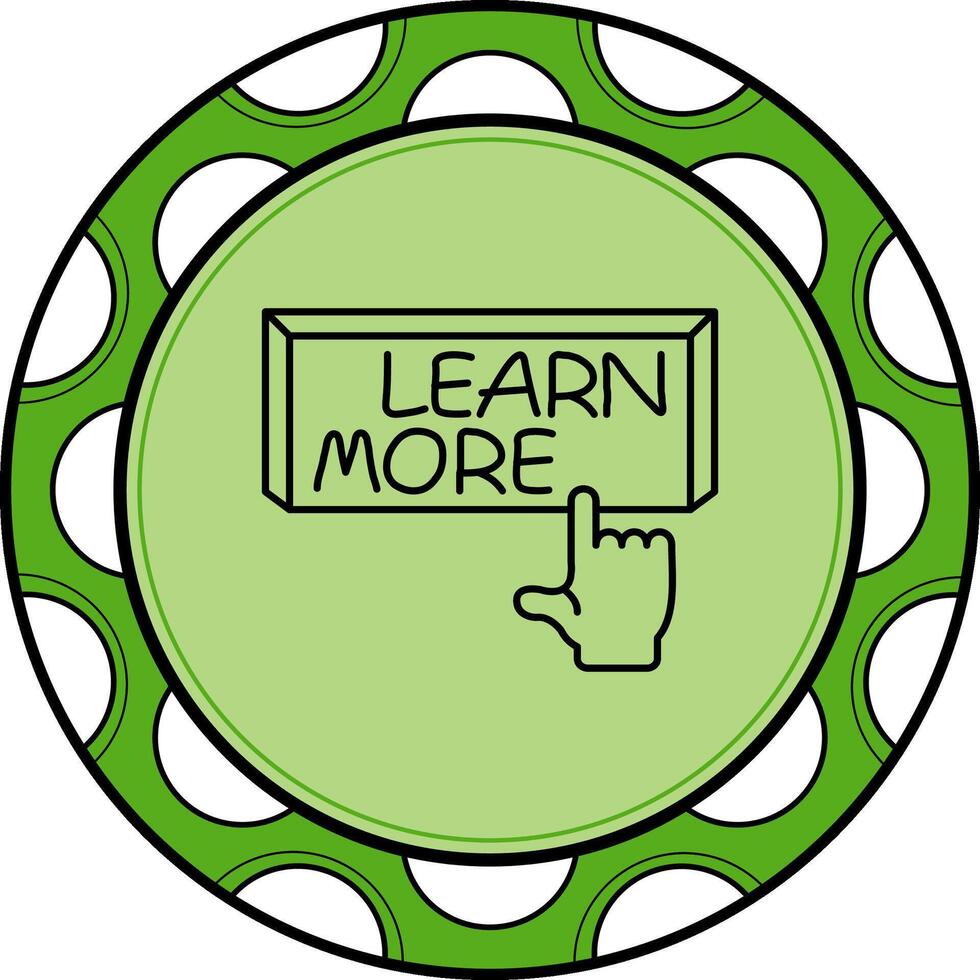 Learn More Finger Tap Button Refined UI Graphic Symbol vector