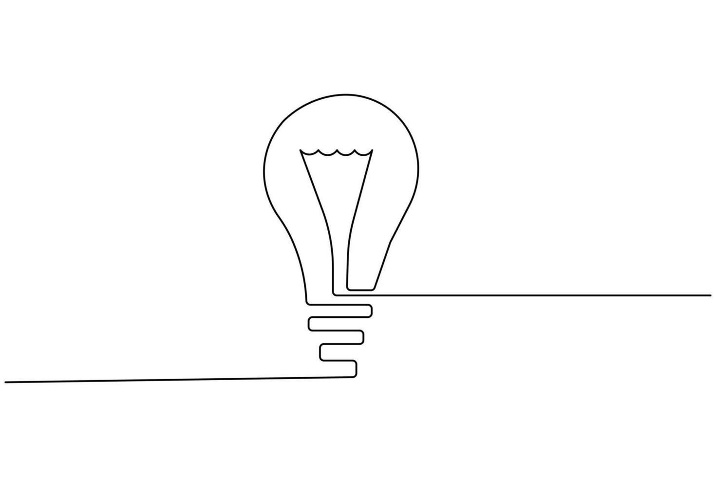 Continuous one line sketch of light bulb minimal outline vector