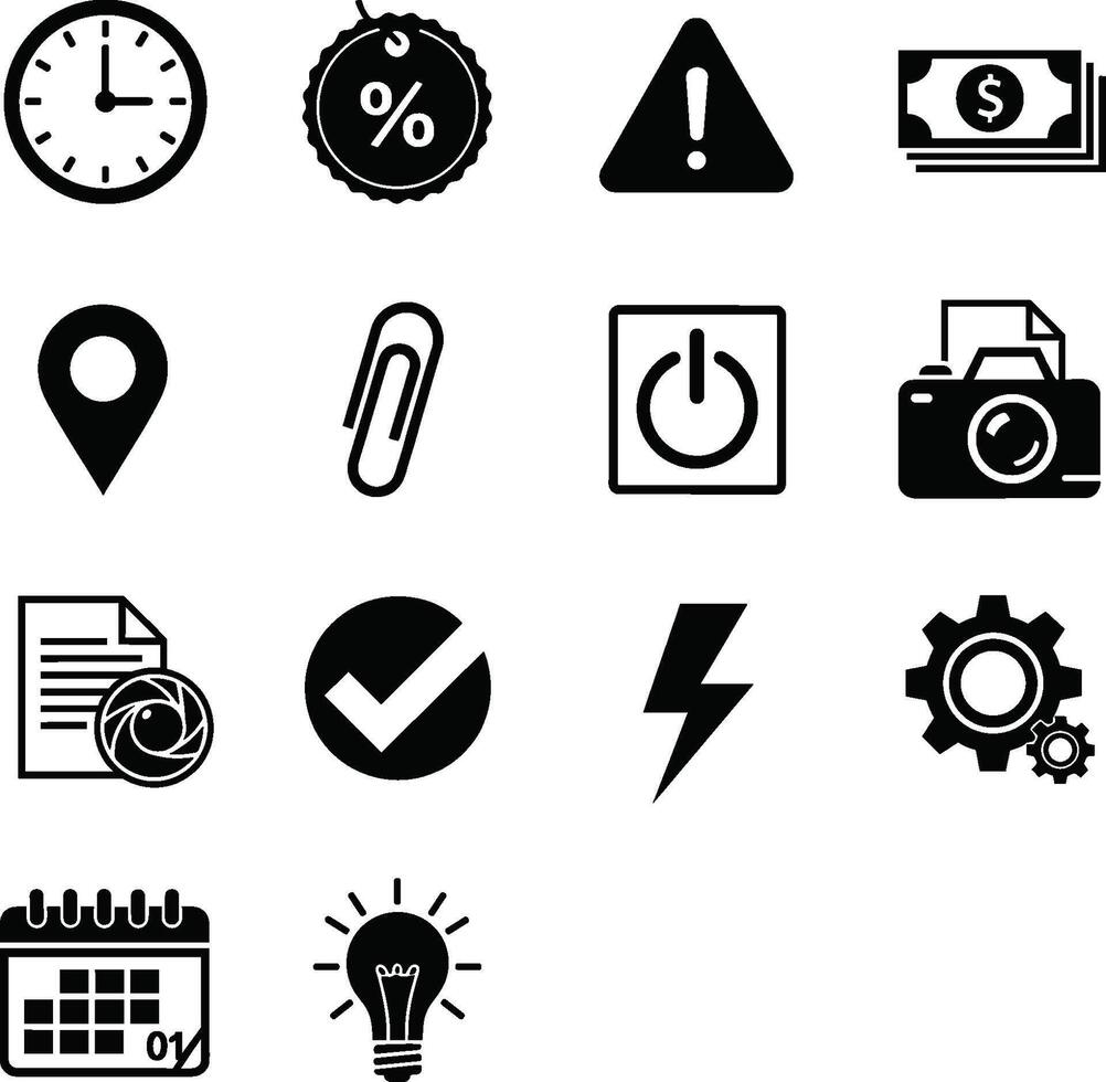 Assorted Icons on White Background Depicting Diverse Business Concepts vector