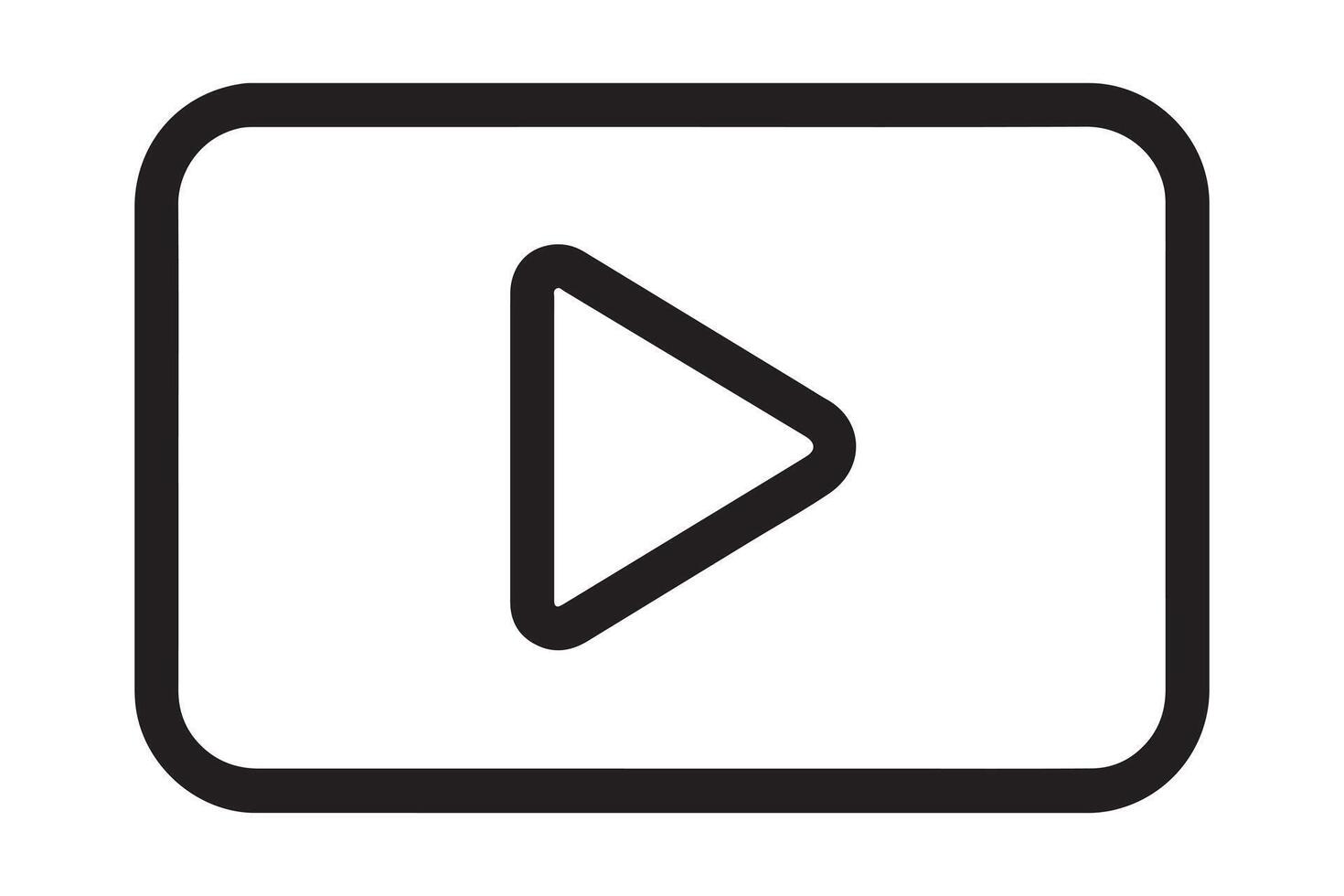Simple play button icon in rounded rectangle media player vector