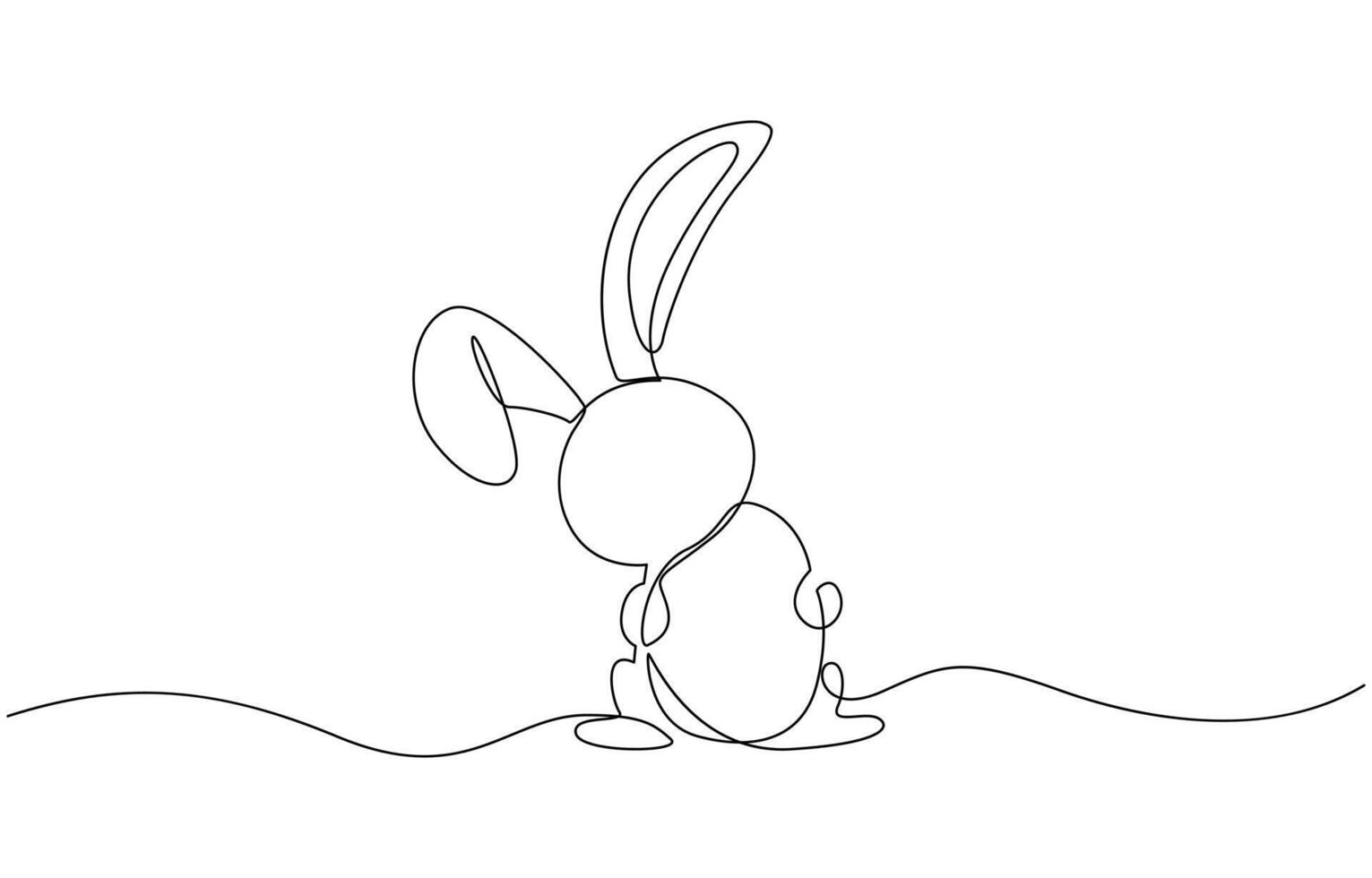 Easter Bunny in continuous one line drawing. Cute rabbit silhouette with ears in simple minimalistic style. Pro outline vector