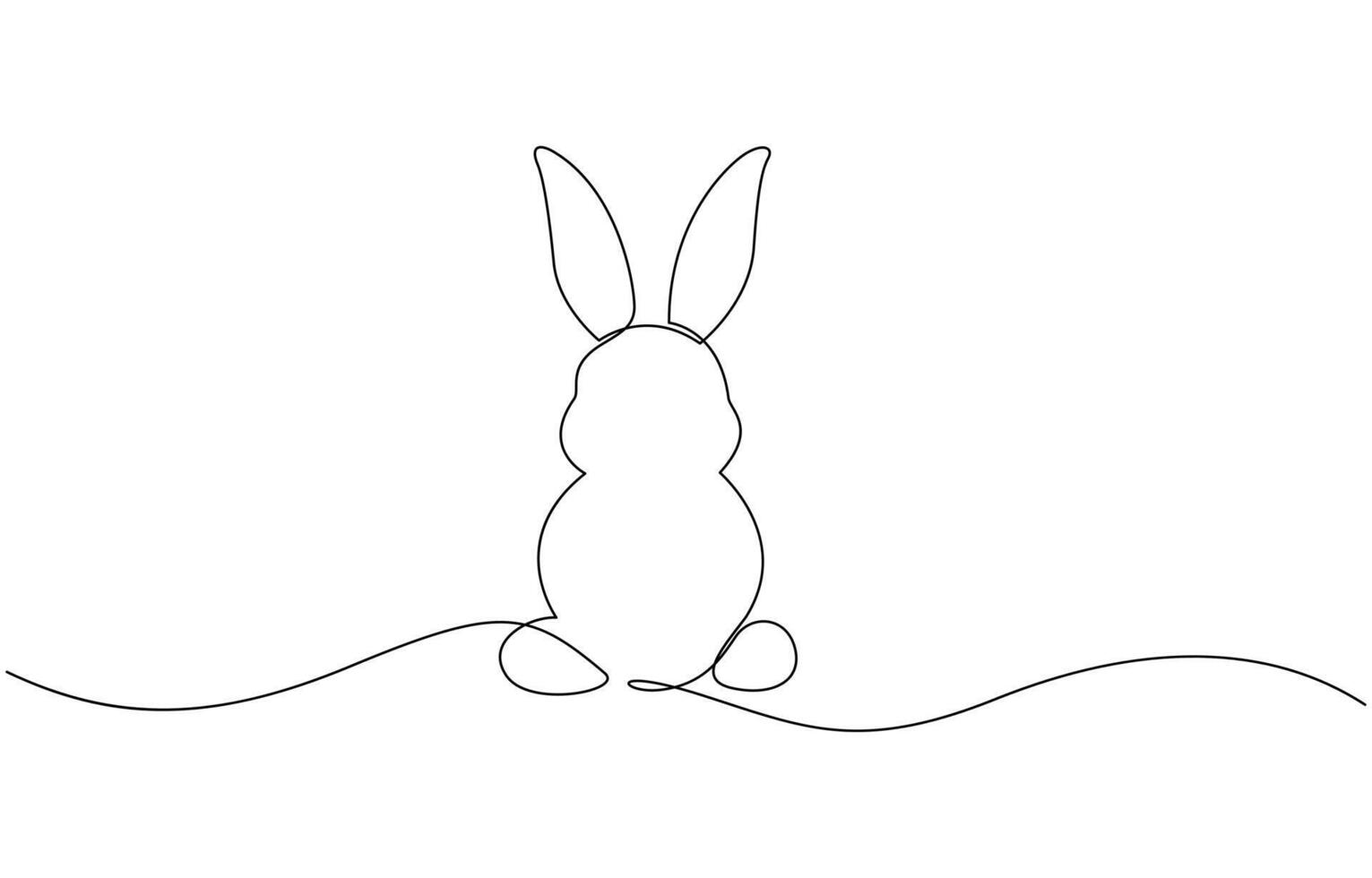Easter Bunny in continuous one line drawing. Cute rabbit silhouette with ears in simple minimalistic style. Pro design vector