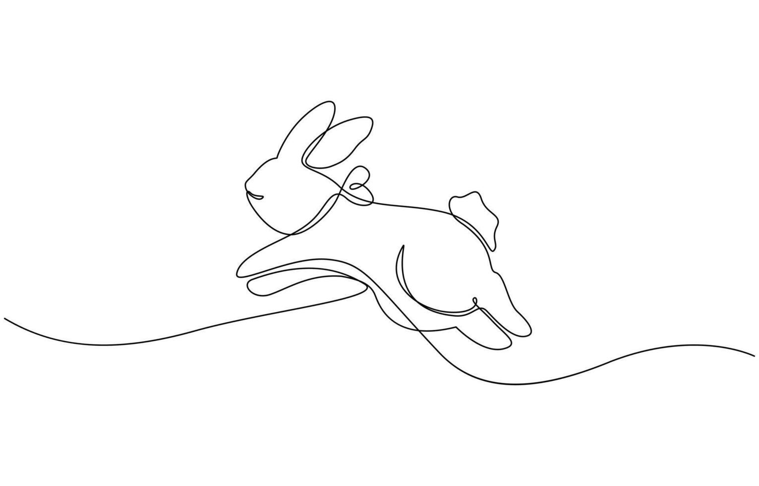 Easter Bunny in continuous one line drawing. Cute rabbit silhouette with ears in simple minimalistic style vector