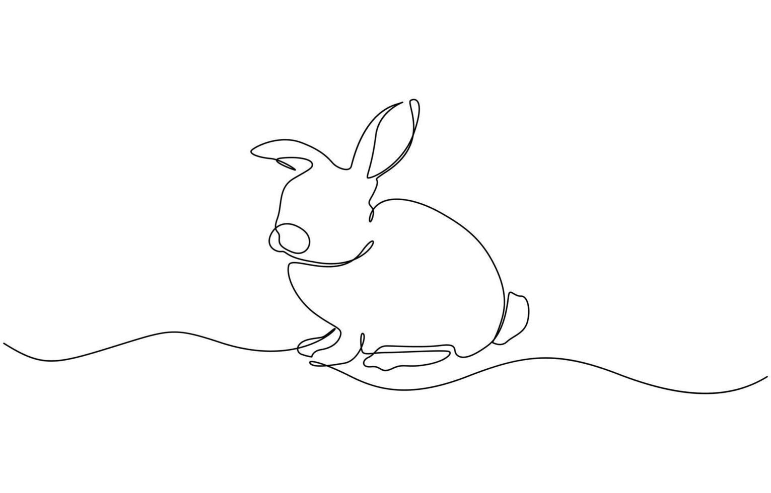 Easter Bunny in continuous one line drawing. Cute rabbit silhouette with ears in simple minimalistic style. EPS 10 vector