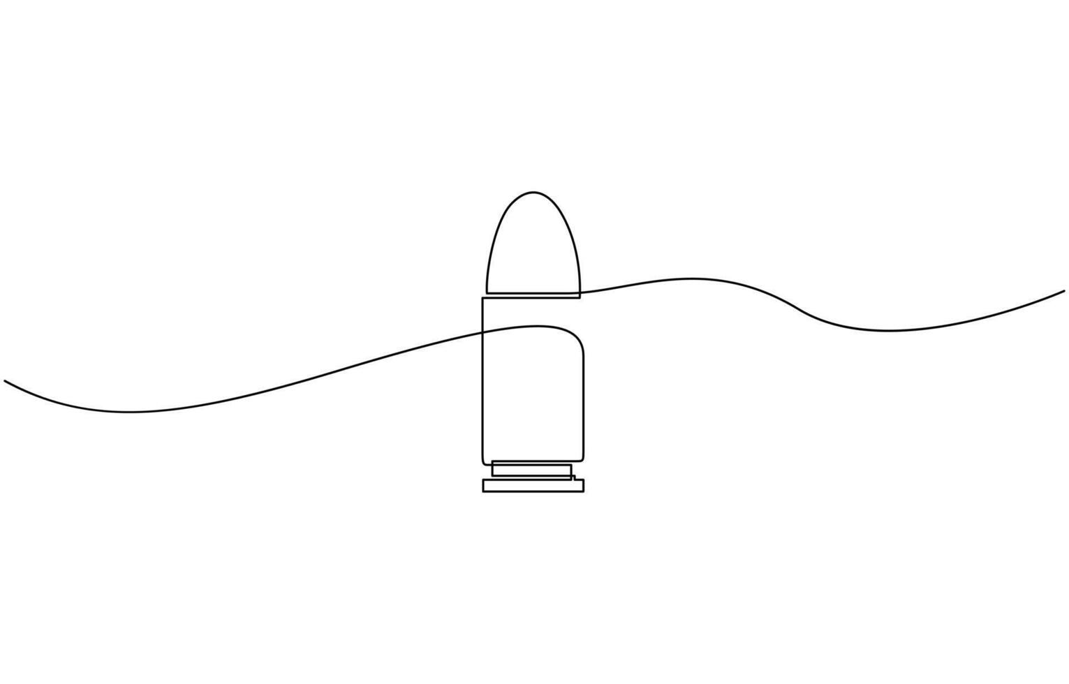 Single continuous line drawing of a bullets. One continuous line drawing of cartridge pro stroke vector