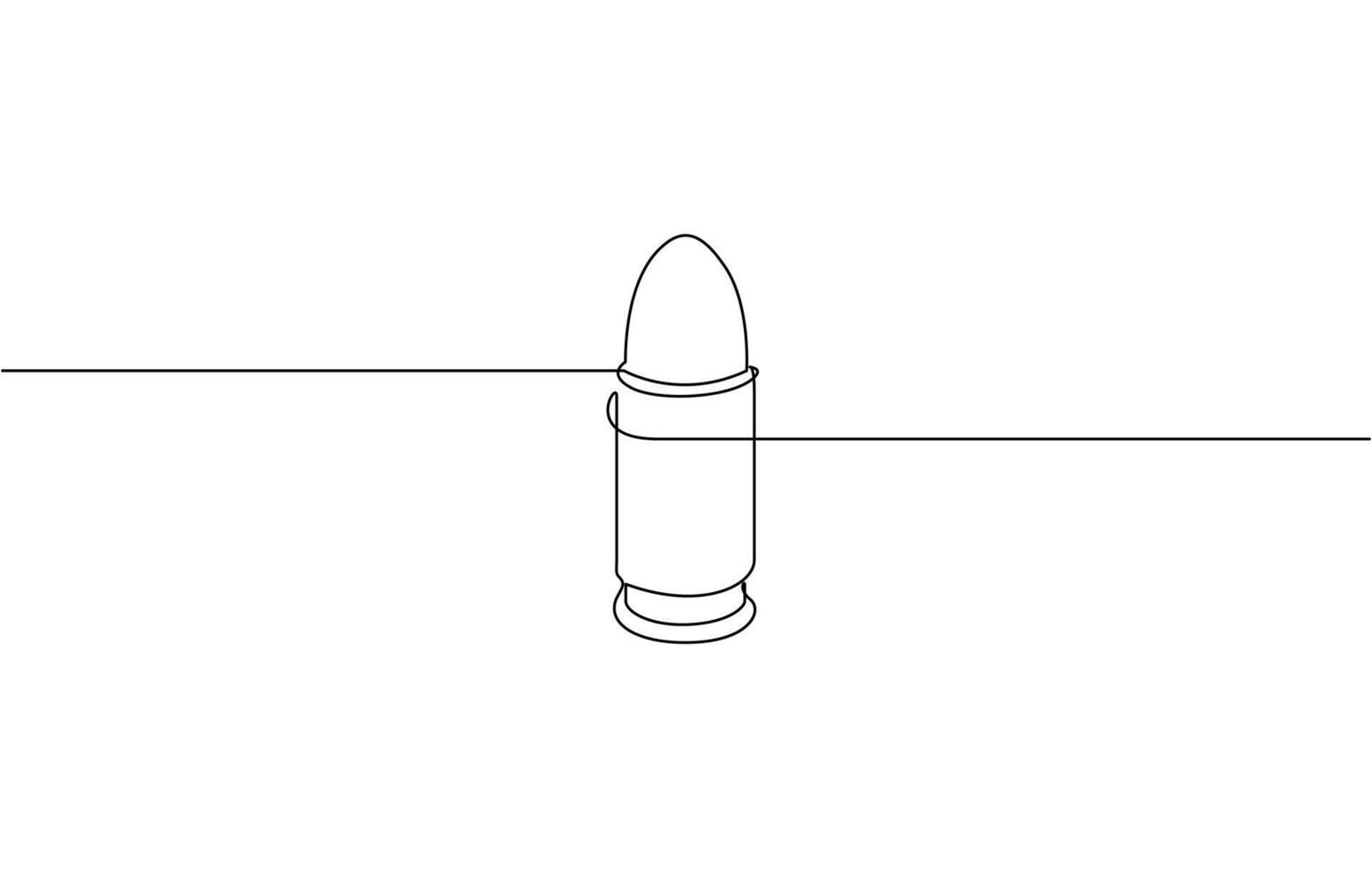 Single continuous line drawing of a bullets. One continuous line drawing of cartridge pro design vector