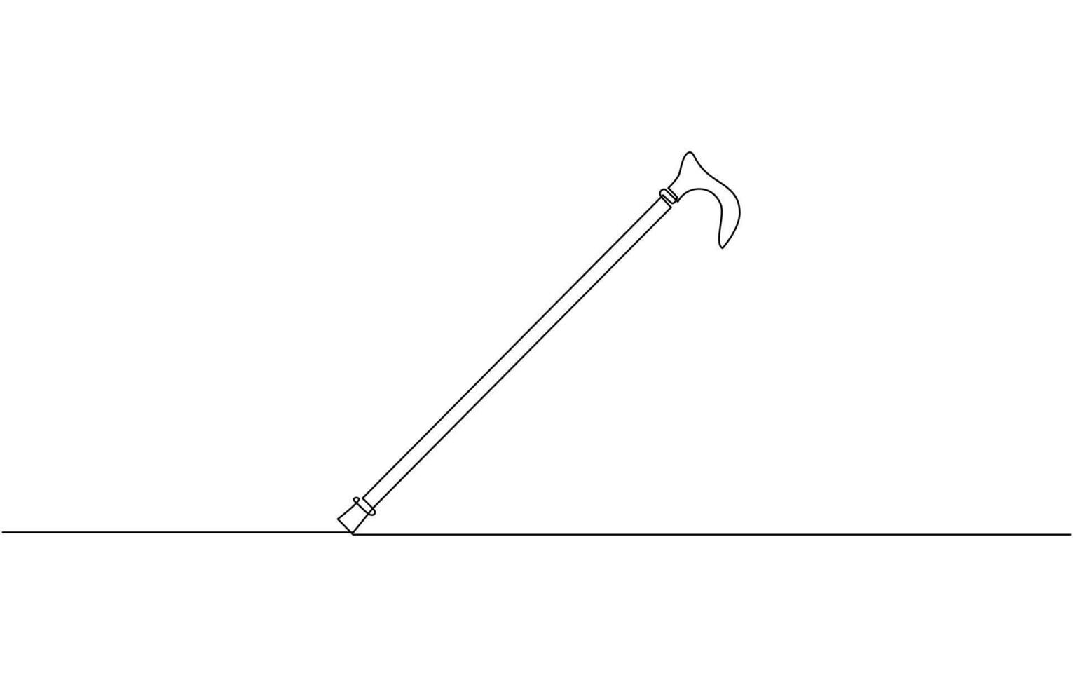 Walking stick continuous one line drawing, Elegant walking stick design vector