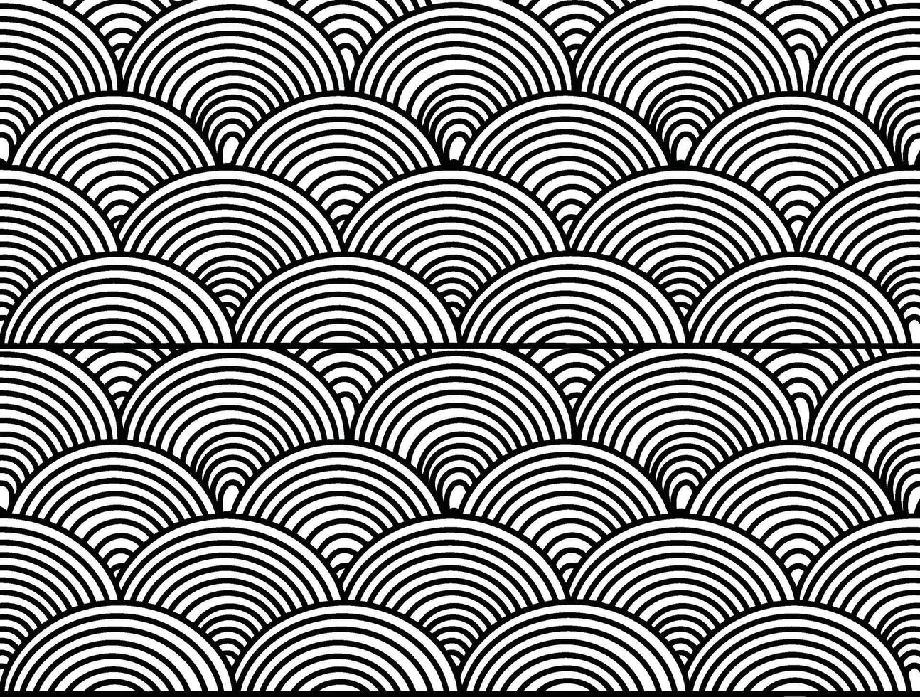 seamless concentric wave pattern inspired by West Javanese batik style, geometric decorative line ornament design vector