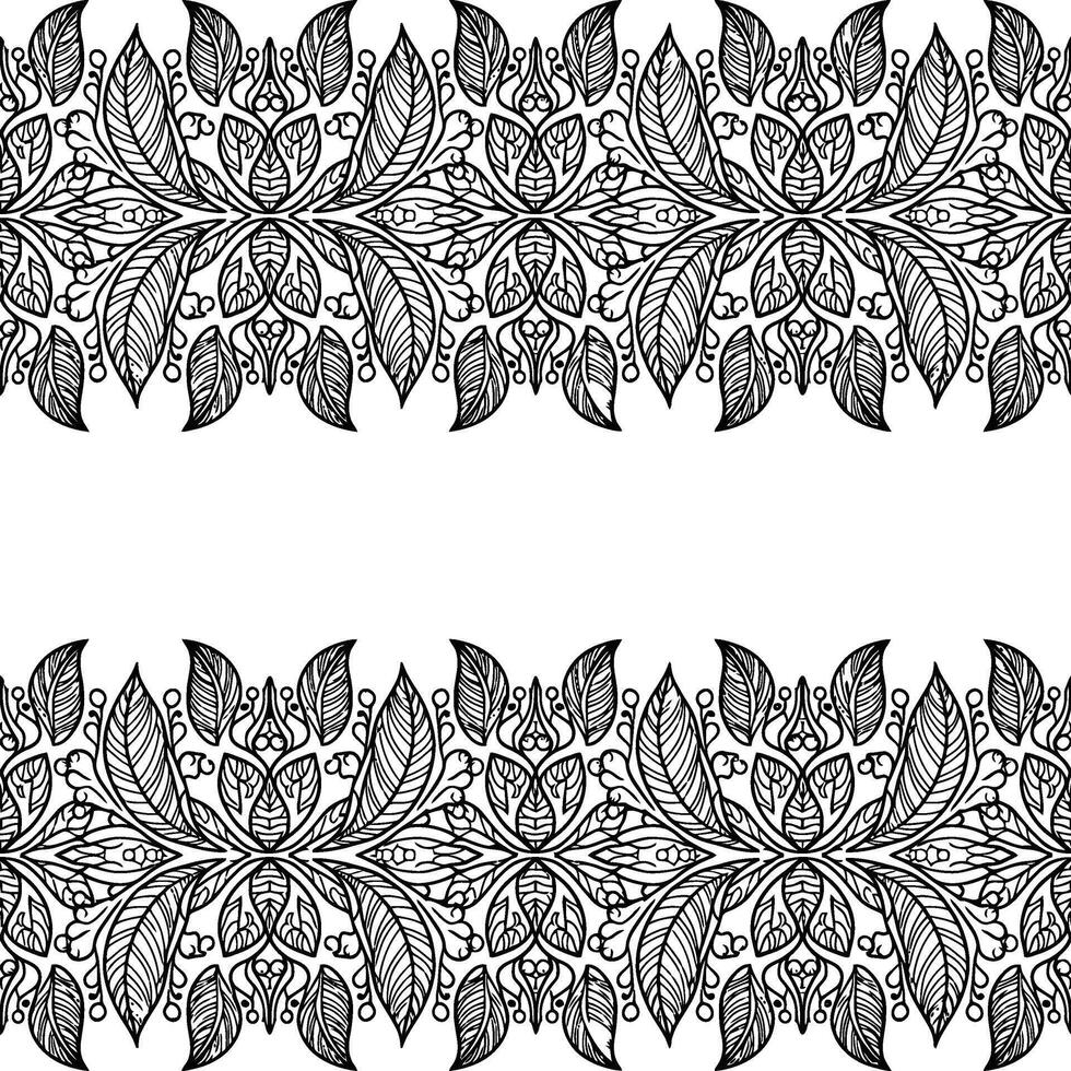 Abstract Symmetrical Decorative Border with Stylized Leaf Pattern vector
