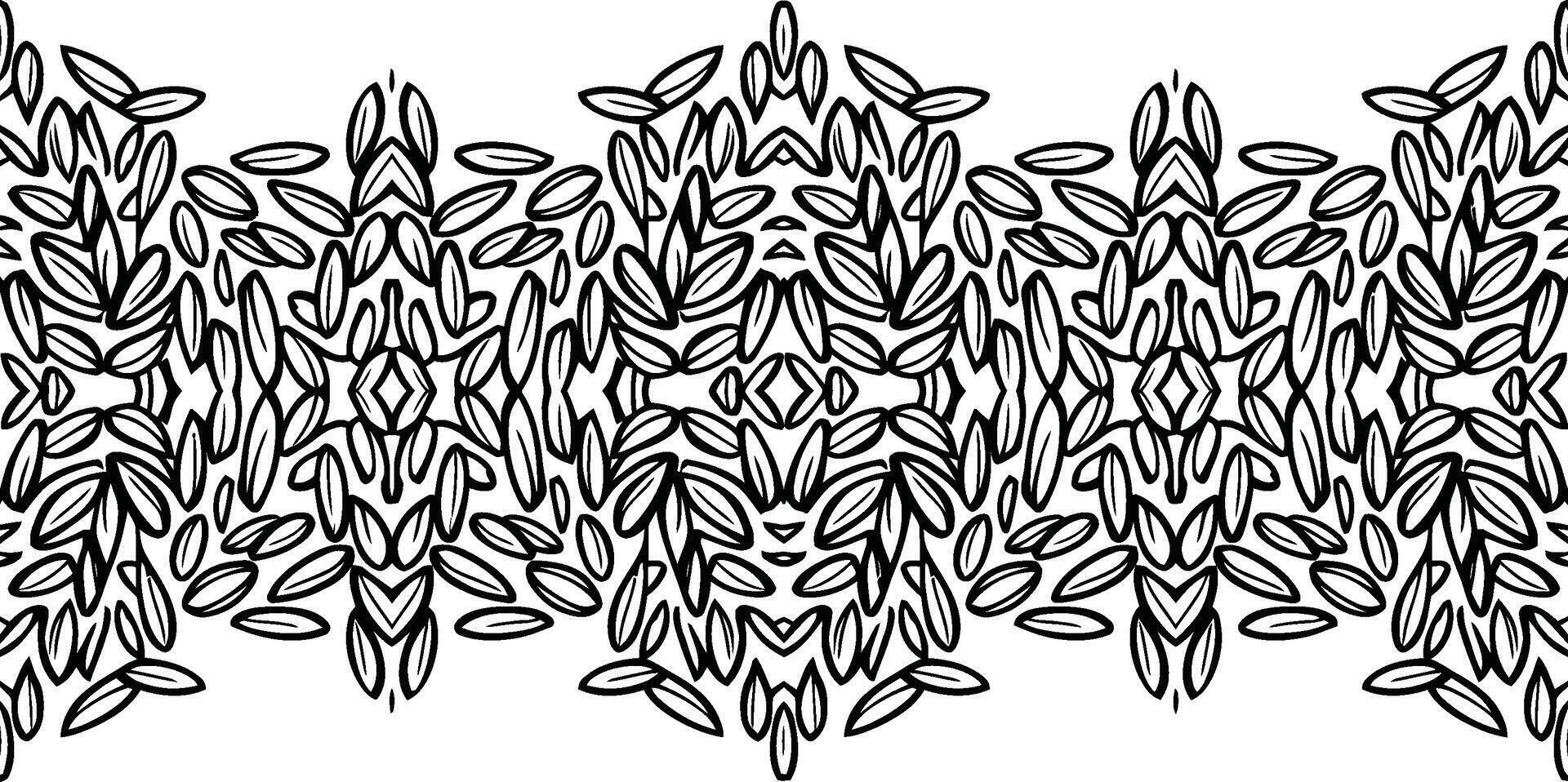 Monochrome Abstract Botanical Ornament for Fabric and Textile Design vector