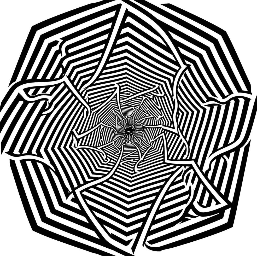 Abstract Hypnotic Tunnel, an Optical Illusion of Spiraling Geometric Lines with a Psychedelic Effect vector