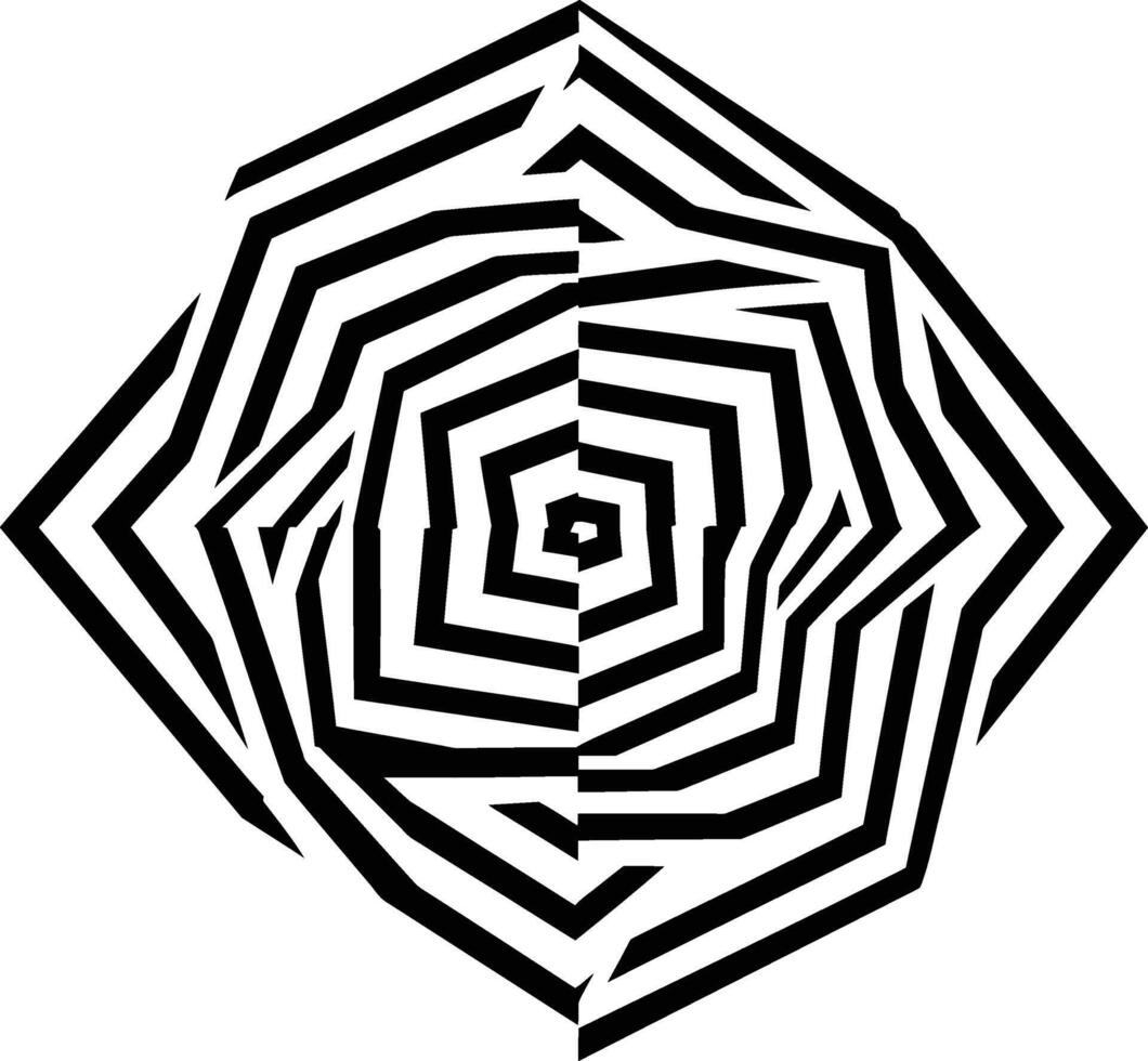 Abstract Diamond Maze Net Inspired by Lanna Patterns of Chiang Mai, a Polygonal Concentric Structure of Spiral Tribal Fragments vector