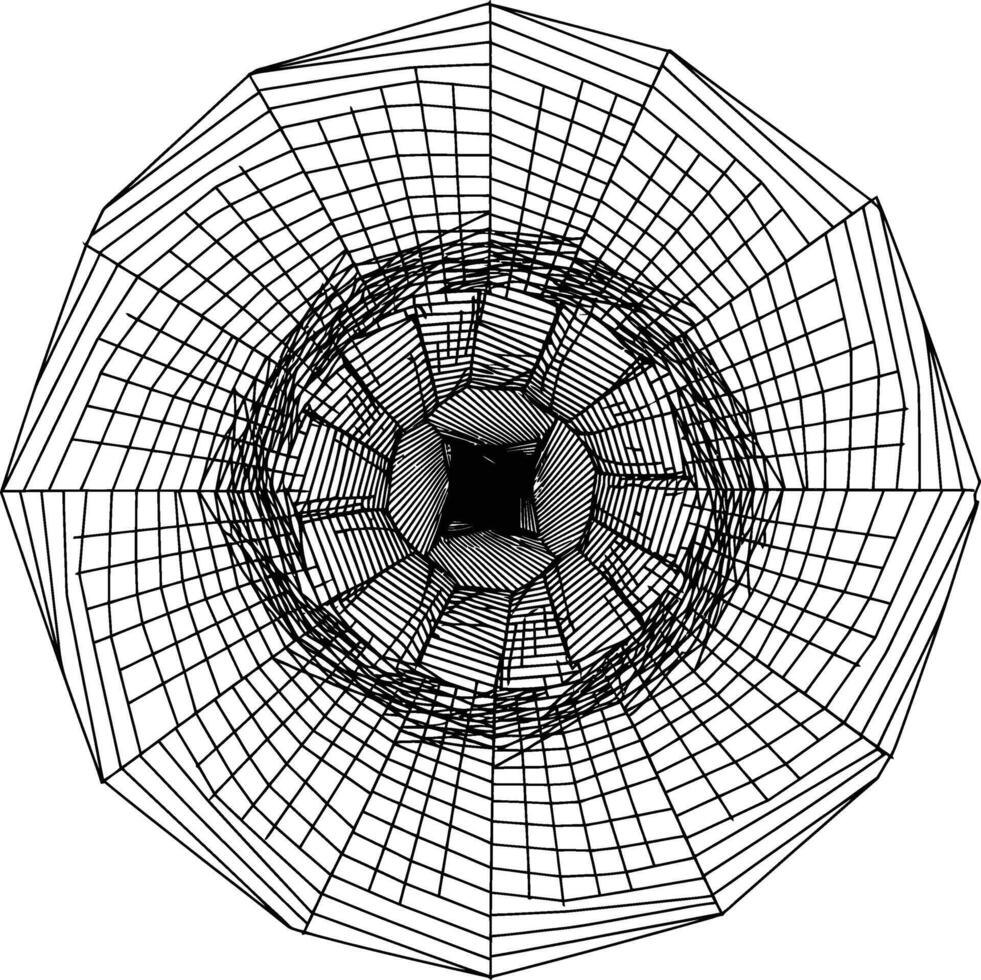 geometric perspective lattice ornament inspired by Beijing architectural design, abstract circular symmetry pattern vector