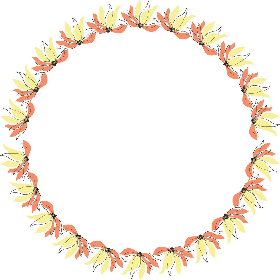 Spring meadow frame. Rectangle frame with flowers. Cute daisy empty frame box. Hand drawn illustration vector