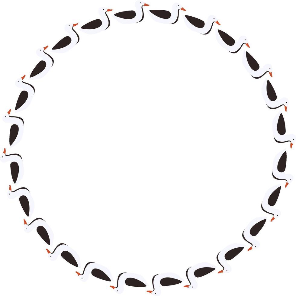 Simple swimming duck frame. Cartoon duck floating on water. Wildlife bird on white background template vector