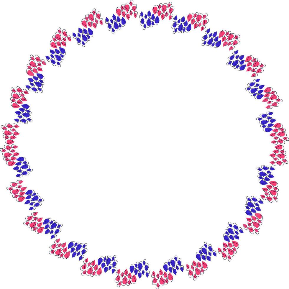 Doodle frame with colorful elements. Rain drops graphic template. Cute empty frame box vector