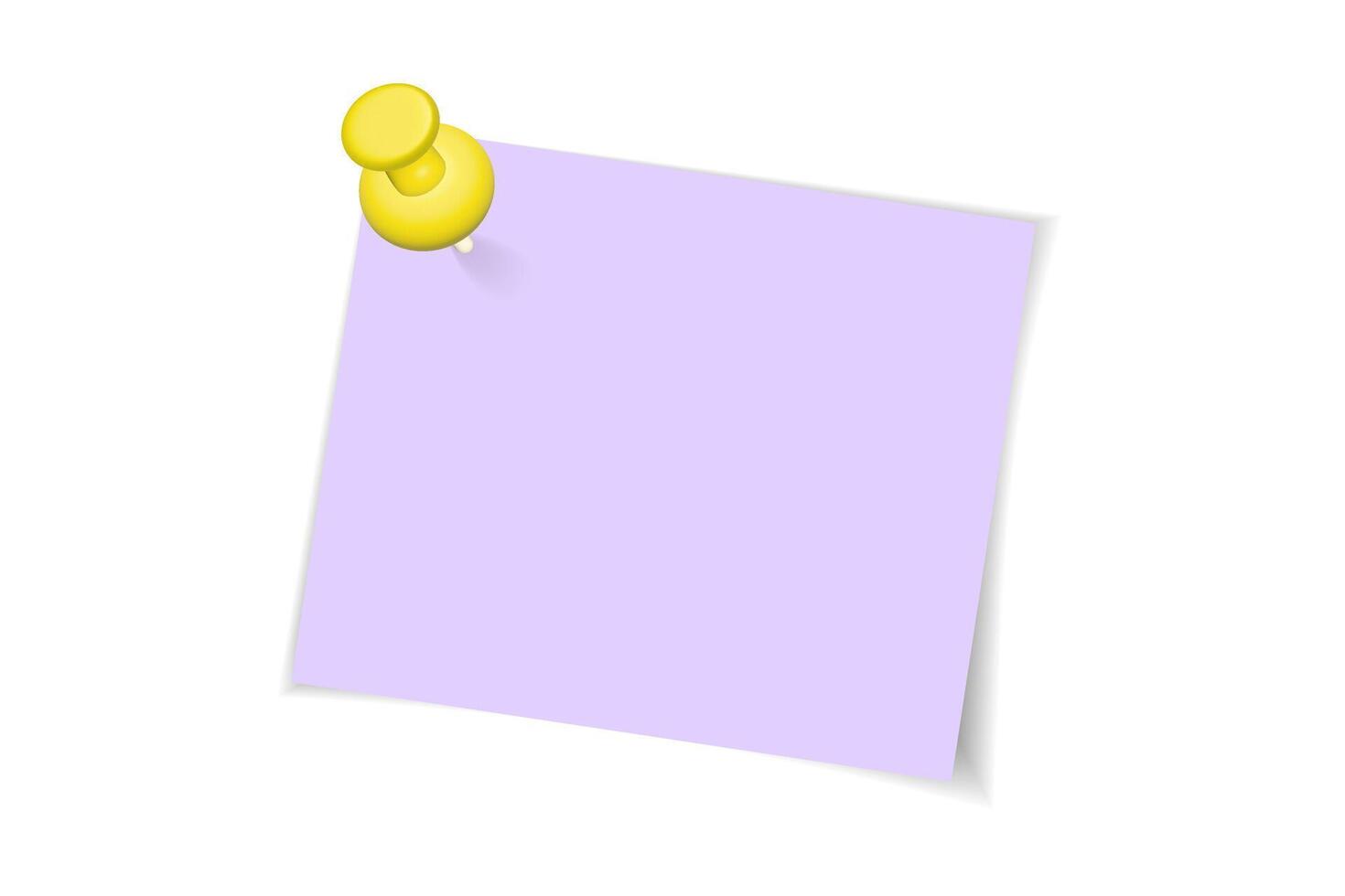 Paper note pinned with a metal push pin. Realistic sheet for reminders messages, or office design elements. vector