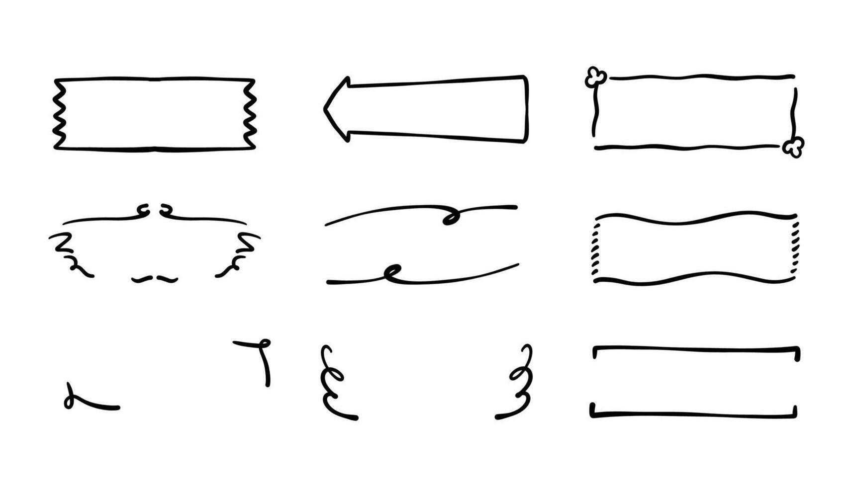 Collection of hand drawn text boxes, banners, and frames. Rustic brush stroke style with cute tags, labels, and ornaments. Ideal for headlines, notes, badges vector