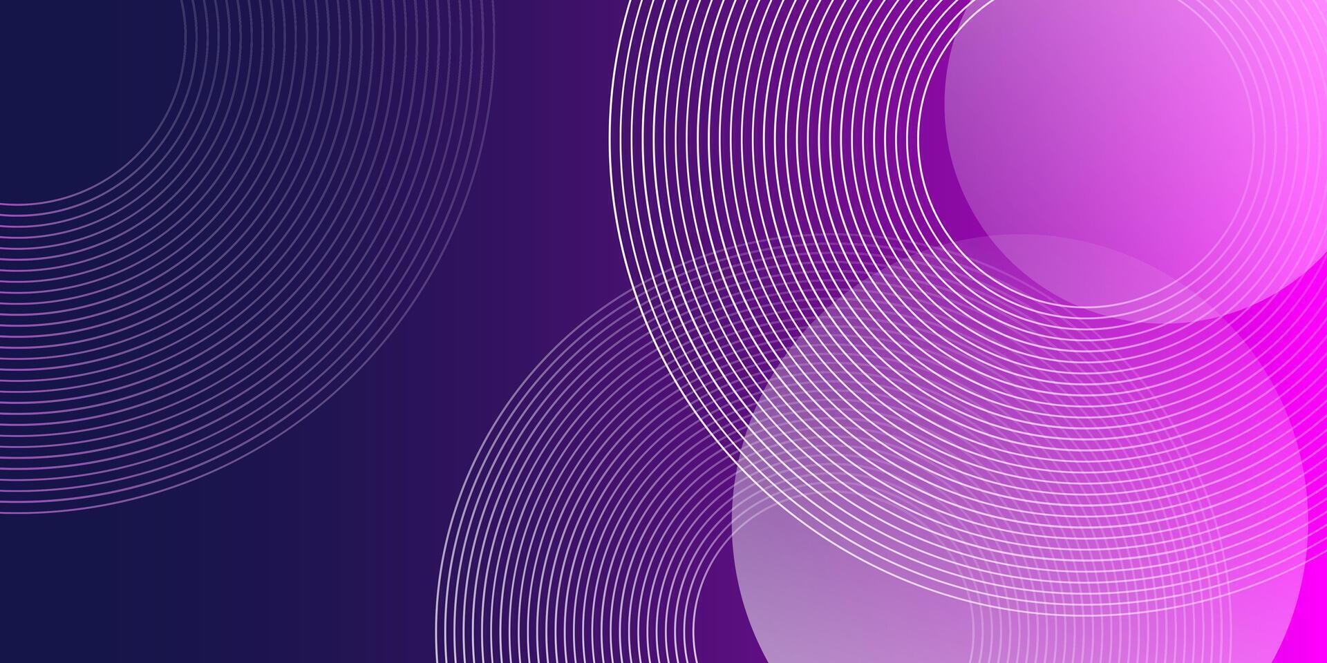 Abstract Purple Gradient Background with Concentric White Lines and Circles. vector