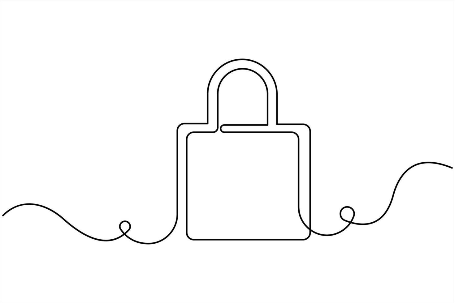 Continuous one line drawing of padlock single line of lock padlock continuous one line art vector