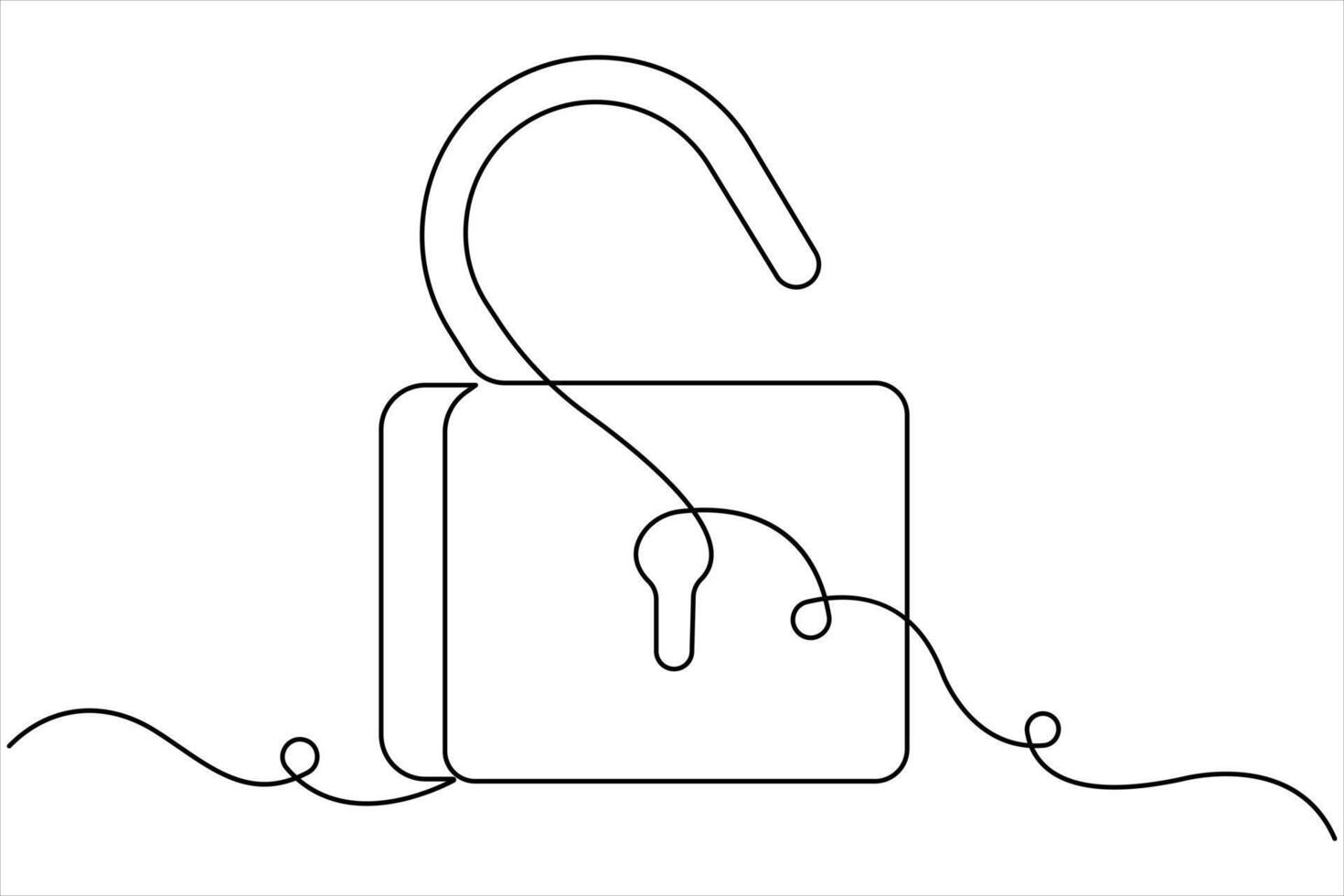 Continuous one line drawing of padlock single line of lock padlock vector