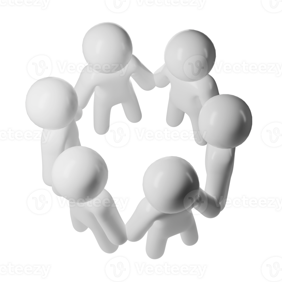 White 3d stick figures Faceless icon user standing a huddle, symbolizing teamwork, community, and background on transparent connection social png