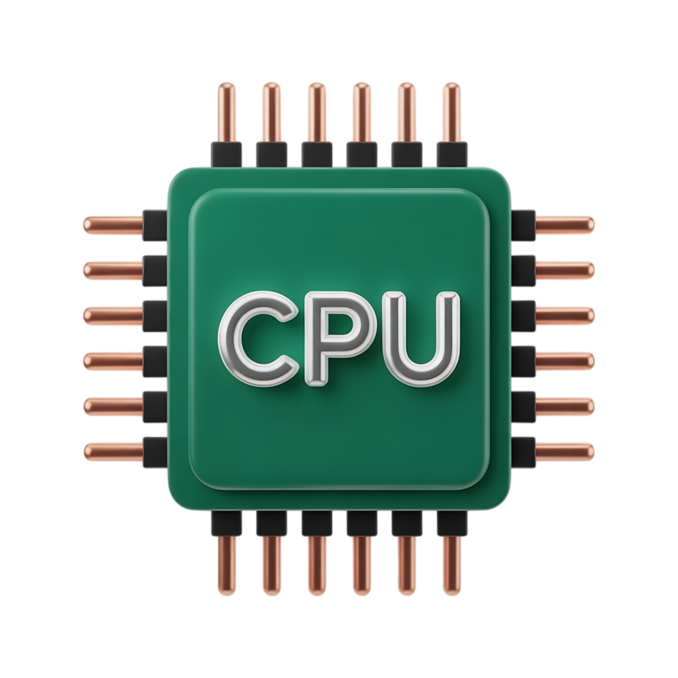vert CPU puce électronique icône. technologie, l'informatique, En traitement Puissance concept. png
