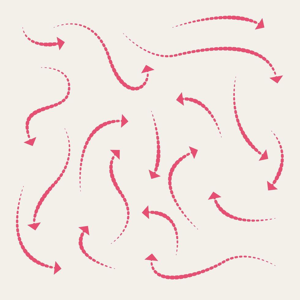 Curve arrow icon set. set of red long curve arrow for app and ui design. long up arrow icon set vector