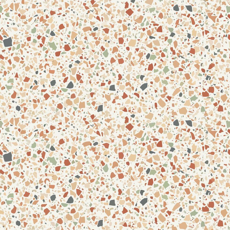 Terrazzo Pattern with Colorful Chips on Beige Background. vector